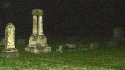 The Red Eyes In The Trees May Be A Bat, There Are Lots Of Woods Back There, But The Red Eye Peeking Out From The Tombstone Gets Me........